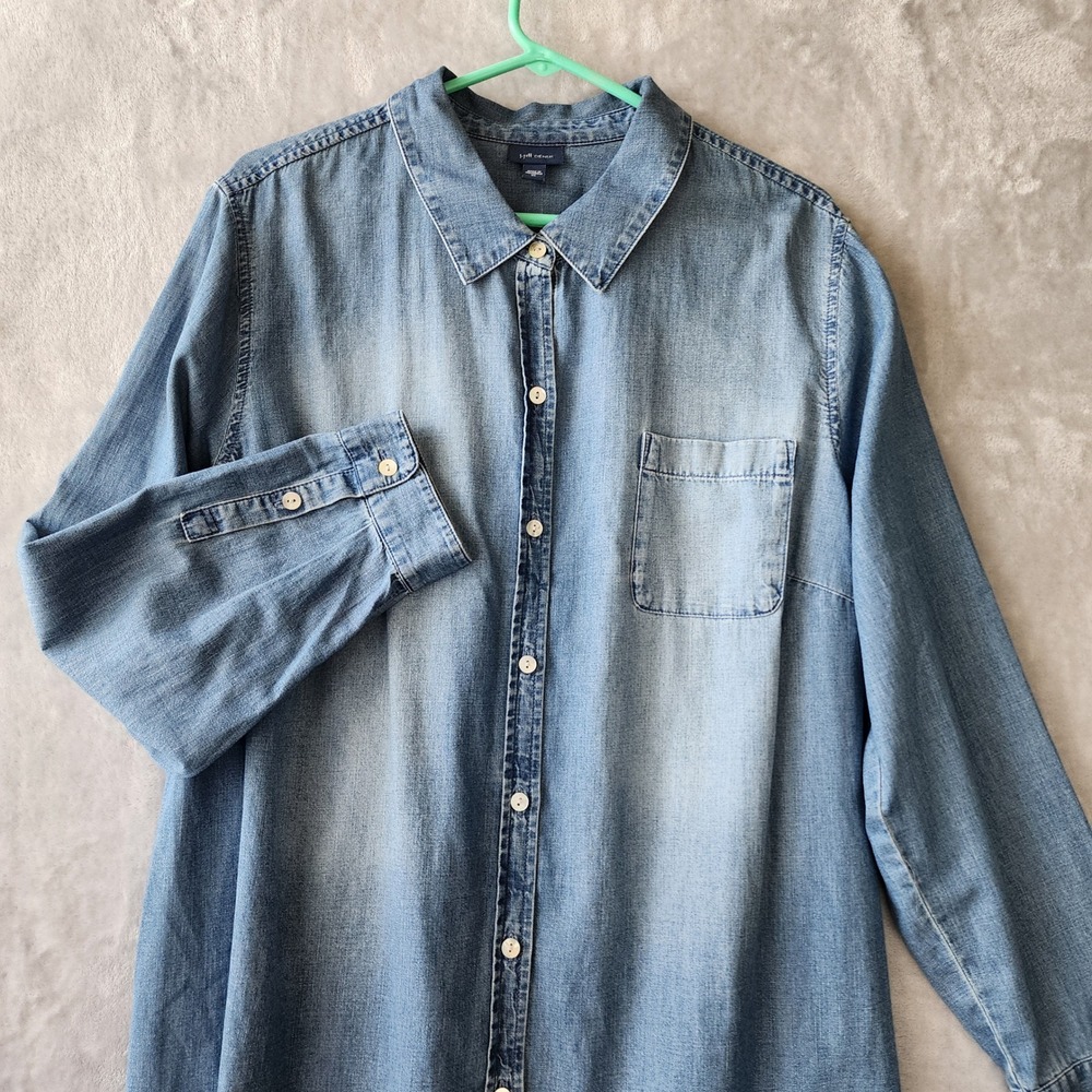 J. Jill Denim Shirt Womens Size XL Button Front Top Soft Chambray Chest Pocket